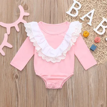 

Newborn Infant Fashion lovely Baby clothes Комбинезон детский Baby onesie girl Romper Long Sleeve Lace Ruffled Clothes H4