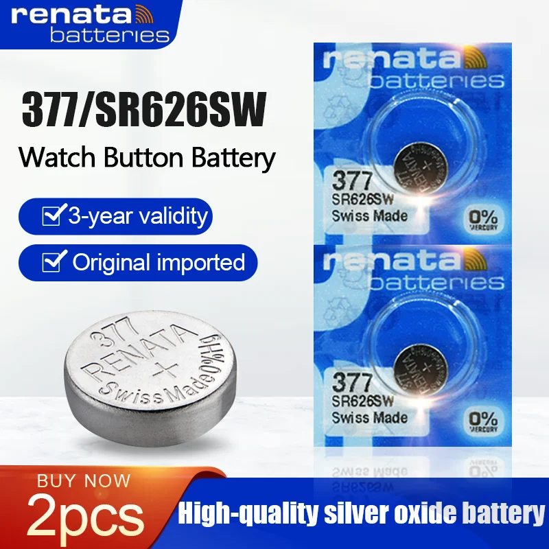 2PCS Original Renata 377 SR626SW AG4 LR626 SR66 V377 Button Coin Cell 1 ...
