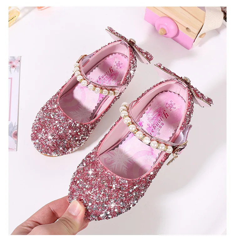 Girl's high heel princess shoes new children's little girl's crystal shoes children's performance shoes school sneakers