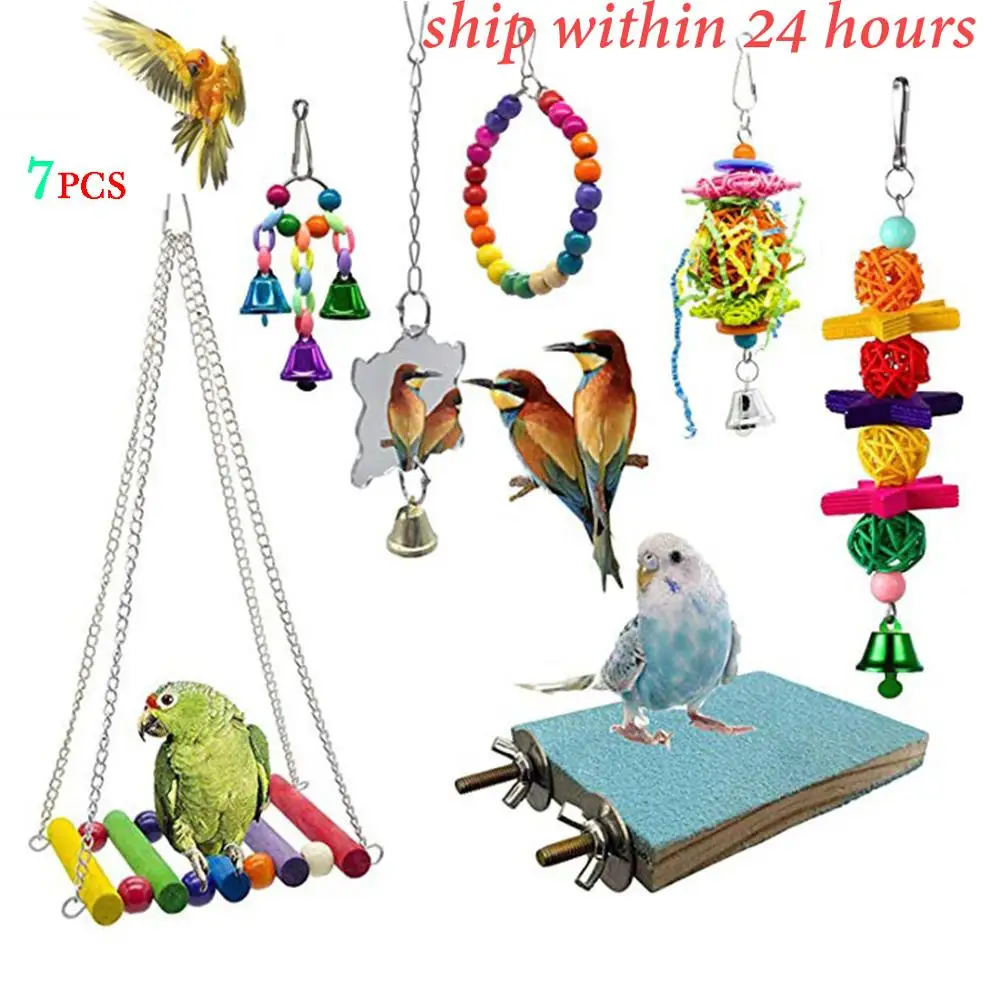 7 個鳥のおもちゃオウムのおもちゃスイング咀嚼おもちゃオウムハンモックベルに小さな Parakeets オカメインコ フィンチ コンゴウインコ 鳥のおもちゃ Aliexpress