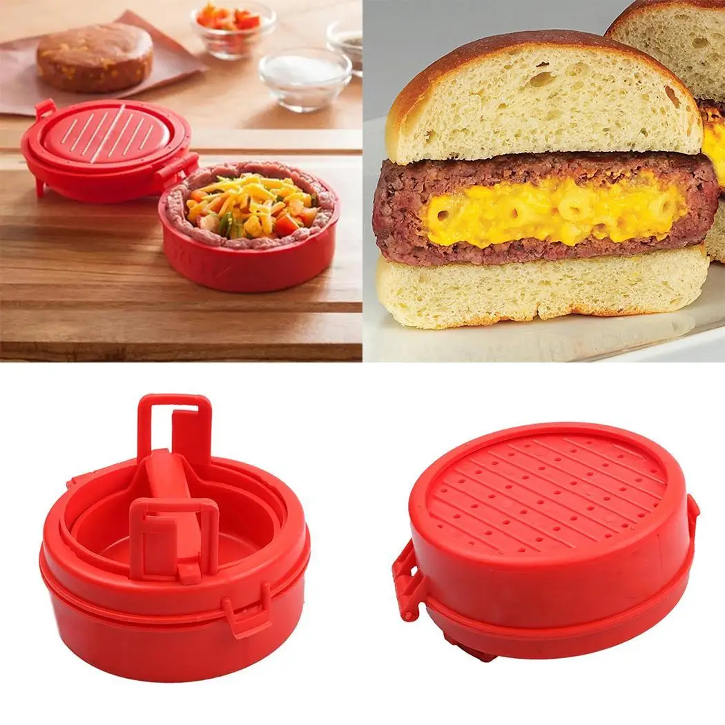 

Manual Hamburger Presses Maker Press Cutlets Hamburger Mold Grill Kitchen Tools form for cutlets red plastic burger Presse mold