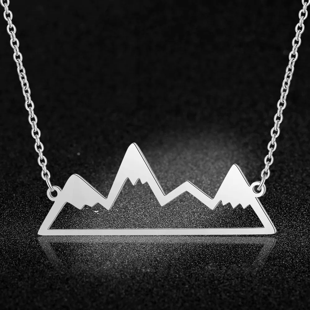 Real Stainless Steel Hollow Mountain Necklace Amazing Design Super Quality Jewelry Necklaces Fashion Pendant Necklaces - Окраска металла: Steel