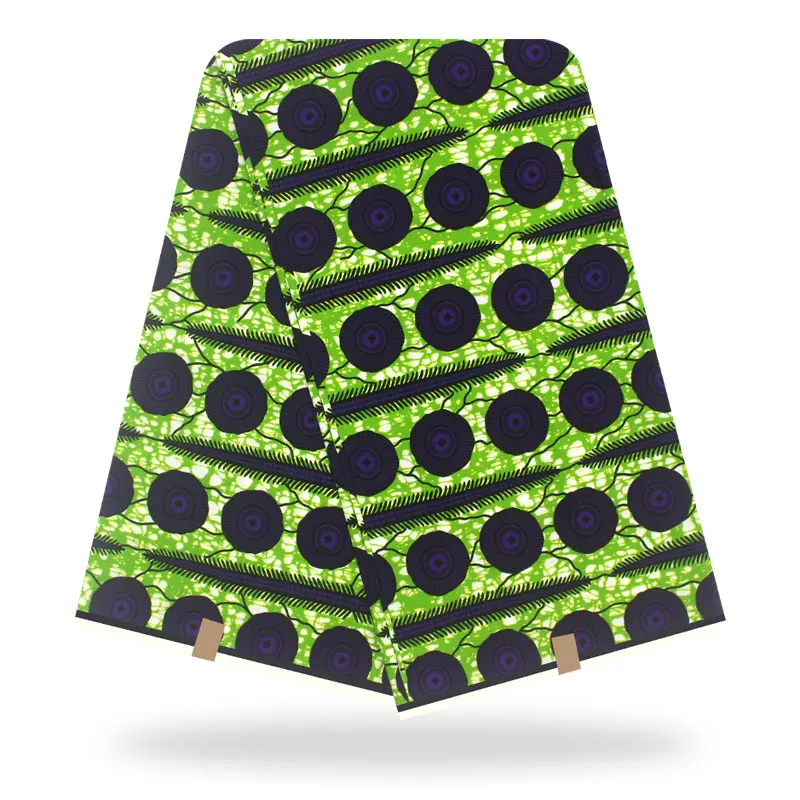 2020 Fashion Ankara Fabric African Wax Print Cotton Pagne Ghana Green Batik Sewing Women Dress 6 Yards\Set | Аксессуары для одежды