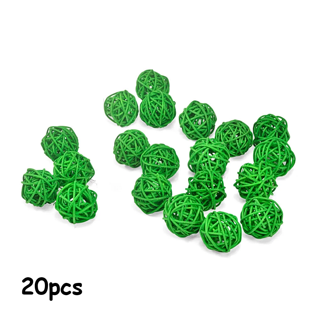 Green B-Смешанные 3 см/5 см 20 шт круглой формы Ротанговые шары Sepak Takraw для рождества, дня рождения, вечеринки и дома, свадебные украшения - Цвет: Green