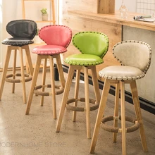 Современный классический Модный популярный Лофт скандинавского дизайна твердой древесины pu кожа мягкая крышка сиденья барный стул 1 шт