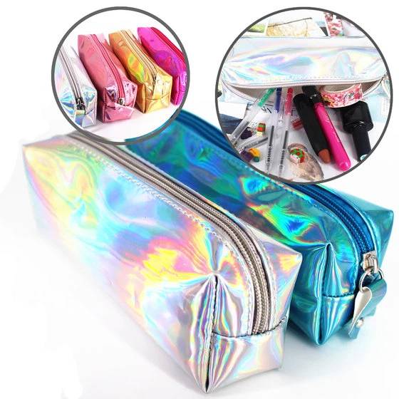 Cool Pencil Case Super Pu Laser Pencils Bags Large Capacity Cool