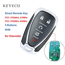 Keyecu 5 Knoppen Smart Remote Autosleutel ID46 HYQ4AA 315 Mhz, HYQ4EA 433 Mhz Fob Voor Chevrolet Cruze Camaro Malibu Equinox Spark