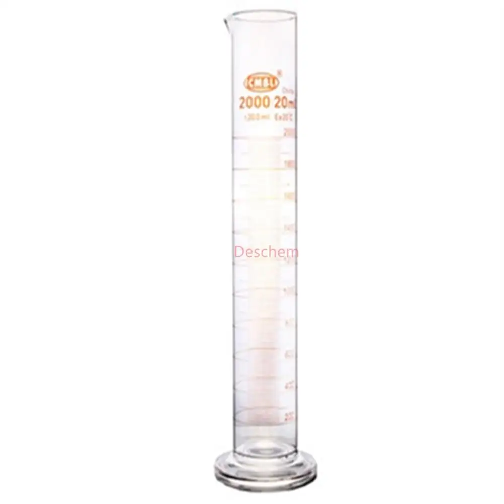 2000ml,Glass Measuring Cylinder 2L Graduation With Spout Mouth Lab Glassware