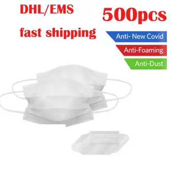 

Spot 500pcs Face Mask Disposable Masks 3-ply Safely Mouth Mask pm2.5 Apply to Adult Aust Filter Masque