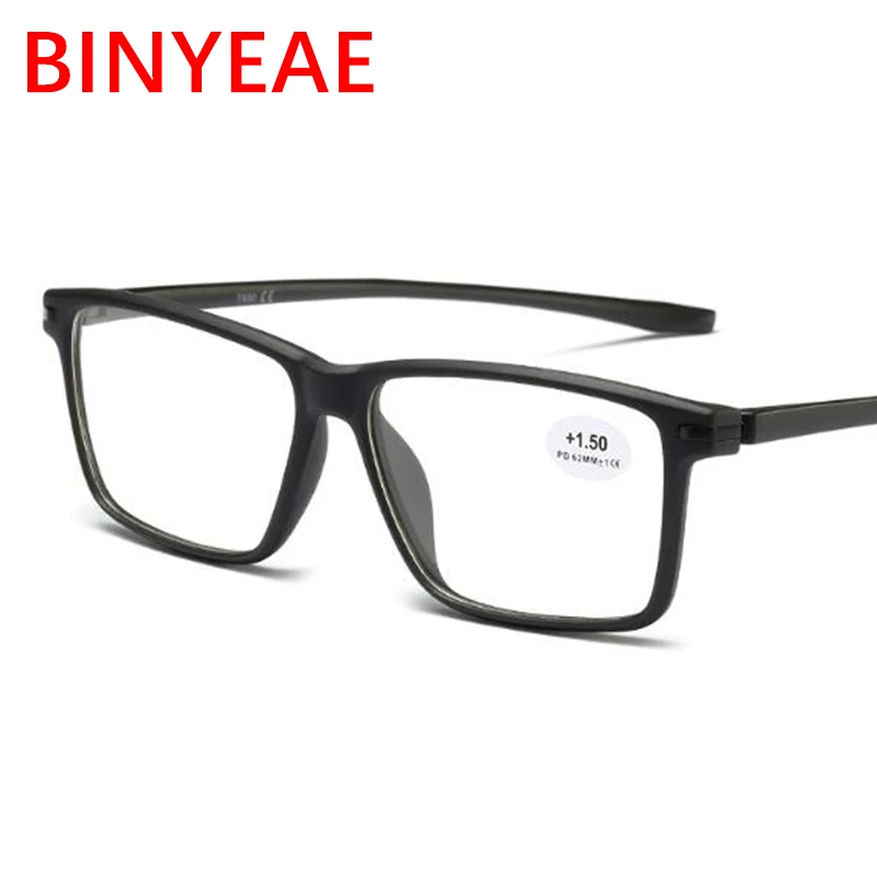

High Quality Matte Frame Men's Business Reading Glasses TR90 Thin Optics Computer Diopter Glasses Retro Square Eyeglasses Unisex
