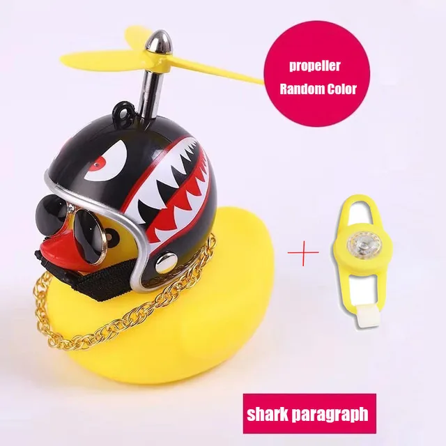 Small Yellow Bike Duck Bicycle bell Luminous Airscrew Helmet Duck Ducky Bicycle Wind Motor Riding Cycling Lights Horn Shark light