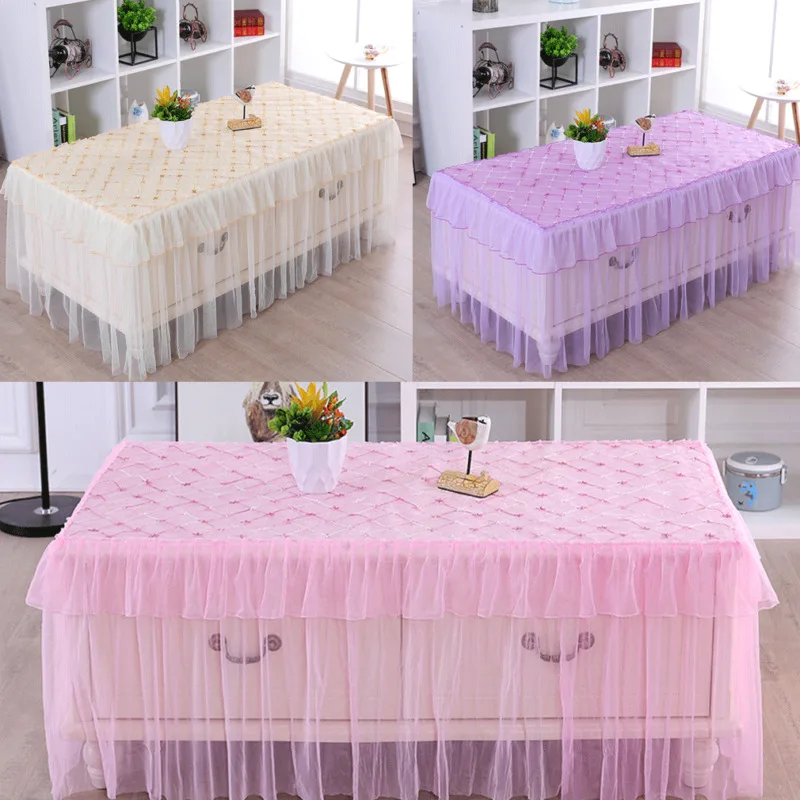 

Faroot Vintage Lace Tablecloth Floral Table Runner Cloth Cover Tulle Table Skirt Home Wedding Party Banquet Decoration