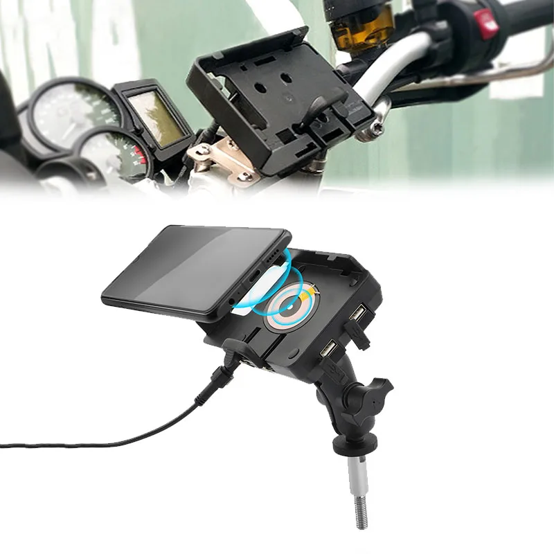 

For BMW R1200RT R1200 RT LC R1250RT 1250RT 2010-2021 Motorcycle Wireless USB Charger Mobile Phone Holder GPS Navigation Bracket