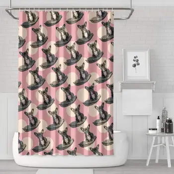 

Boston Terrier and French Bulldog Shower Curtain Bath Curtain Set Polyester Cloth Best Pattern Soft Decorative Space Bathroom