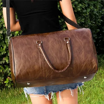 

Travel Bag Handbag Pu Material Retro Design Luggage Bag Large Capacity Luggage Bag Light Sports Fitness Bag