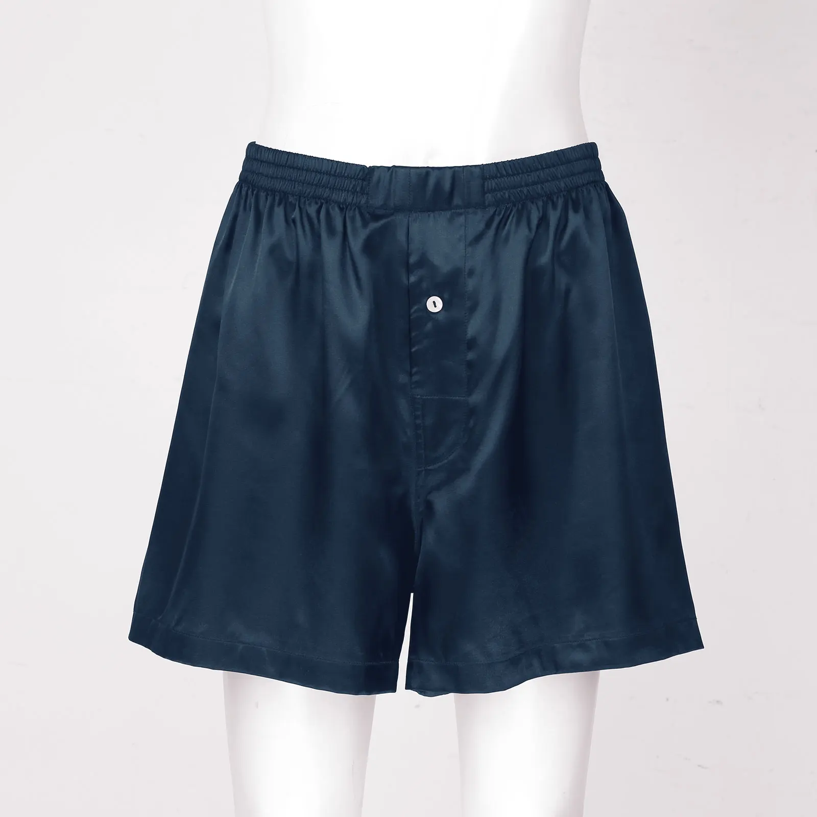 Men's Satin Sleep Bottoms Summer Ice Silk Solid Sleepwear Boxers Shorts Nightwear Pajamas Homewear