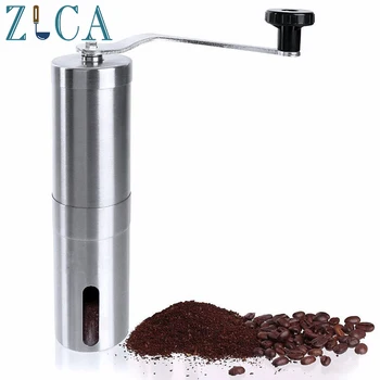 

ZLCA Manual Coffee Grinder Adjustable Conical Burr Coffee Bean Mill Brushed Stainless Steel Corn Hand Coffee Grinding Machine