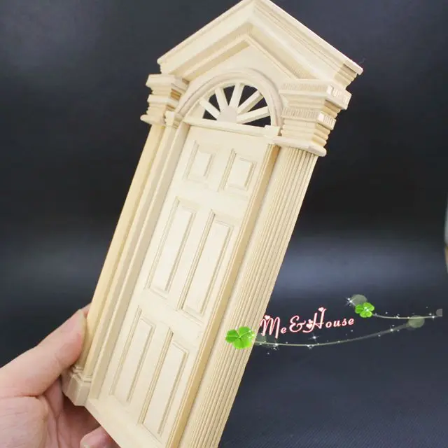 1: 12 кукольный дом дверь Кукольный дом аксессуары для мини-мебели транца DIY роскошные деревянные двери цвет дерева