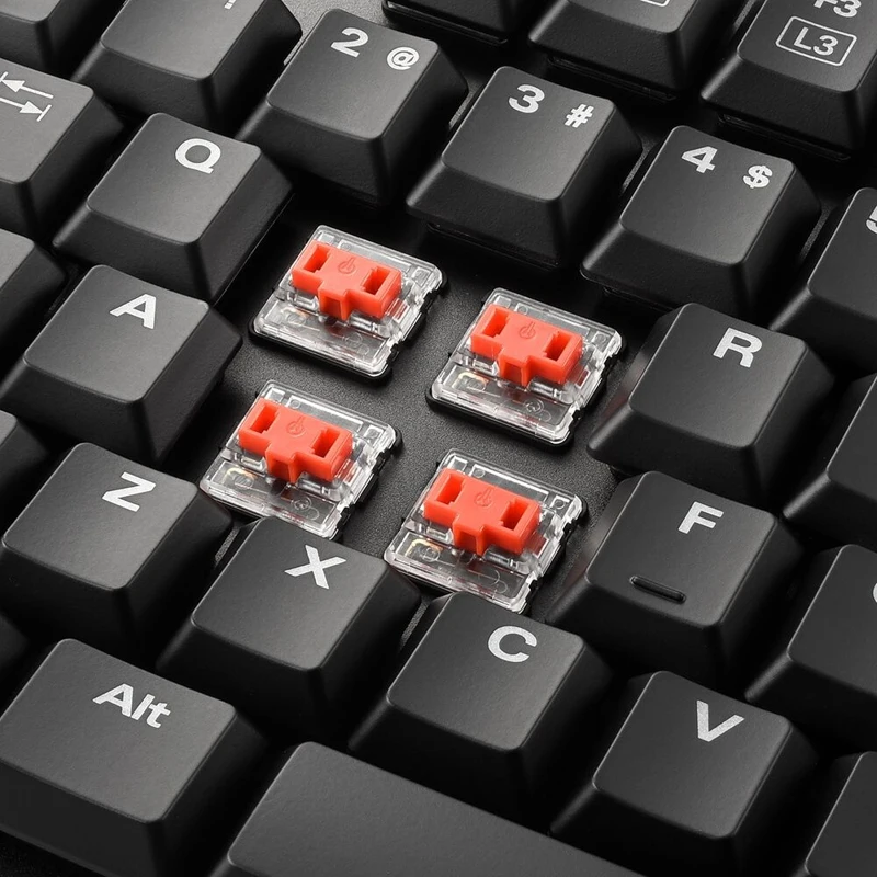 Клавиатура Sharkoon PureWriter RGB Red механическая, Kailh Red, проводная, подсветка RGB, USB, цвет: черный