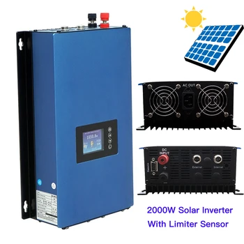 

2000W Solar On Grid Tie Inverter With Limiter Sensor MPPT 45-90VDC Pure Sine Wave Inversor Battery Discharge 230VAC for Panel