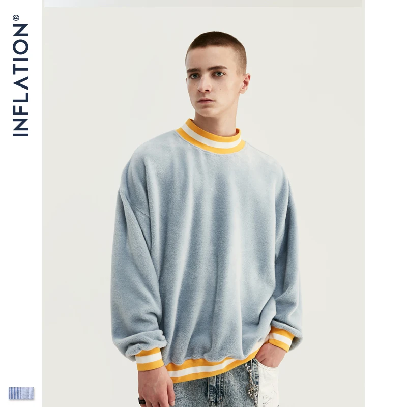 Najtaniej INFLATION męska bluza dorywczo zima jesień ciepła bluza z okrągłym dekoltem męskie aksamitne bluzy Pullover mężczyźni odzież 9623W