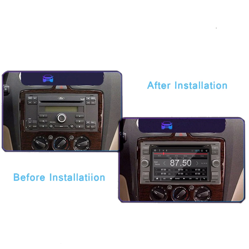 2din Android 8,1 четырехъядерный 1+ 16G/2+ 32G автомобильный DVD GPS Радио стерео для Ford Transit 2004-2007 Mondeo S-max Focus C-MAX ПК