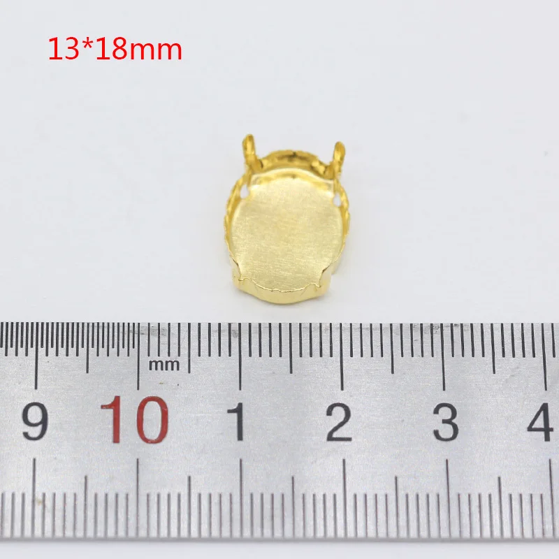 30p All shape&size Empty Base Setting Gold plated Blank Claw For Holder jewels stones Stitch On Sew On Crystal Glass Rhinestones - Цвет: 13x18mm oval