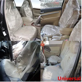 

50/100Pcs Car Disposable Plastic Seat Covers Seat+Steering wheel+gear lever Covers 3Pcs Sets Steering Wheel Accessories