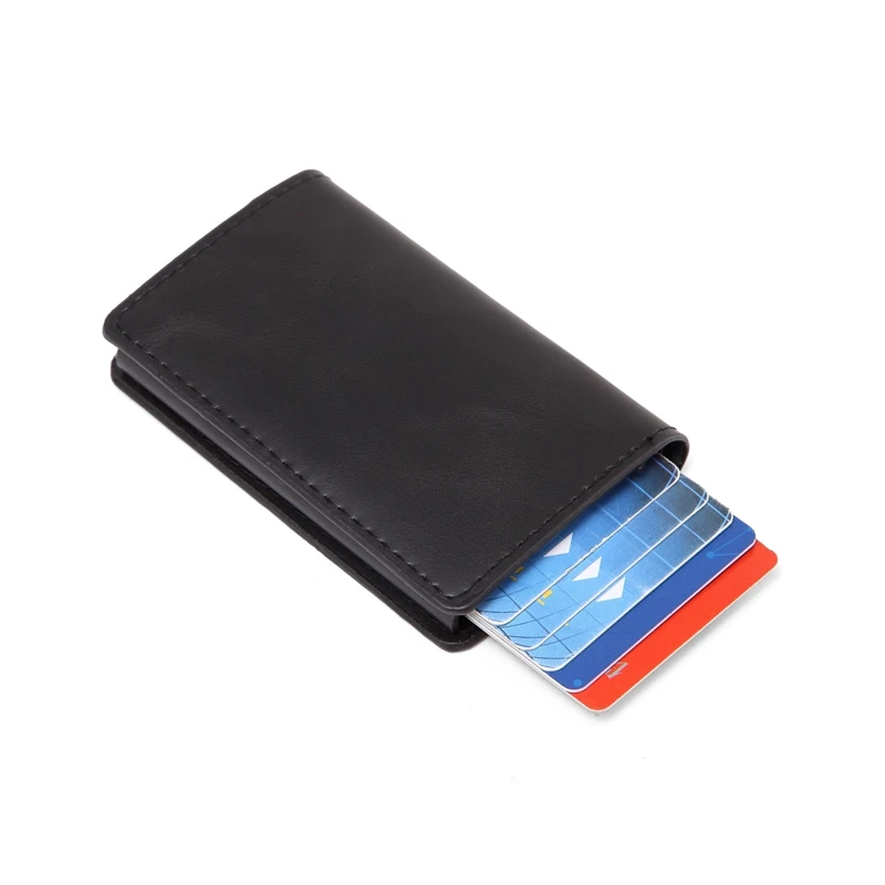 Мужской винтажный масляный воск кожаный кредитный держатель для карт, блокирующий Rfid кошелек, кожаный унисекс, информация о безопасности, алюминиевый металлический кошелек