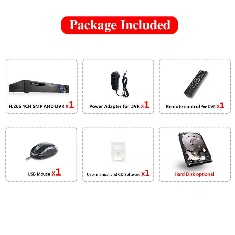 Цифровой видео регистратор HDD в видеонаблюдения DVR NVR Full AHD 5.0MP 4CH HDMI Hybird IP камера Воспроизведение в реальном времени P2P