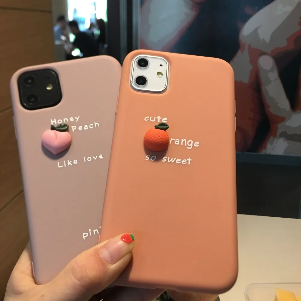 Милый 3D фруктовый Мягкий силиконовый чехол для Etui iPhone 6 6S 7 8 Plus X XR XS Max 11 Pro Max Мягкий силиконовый чехол с бантом