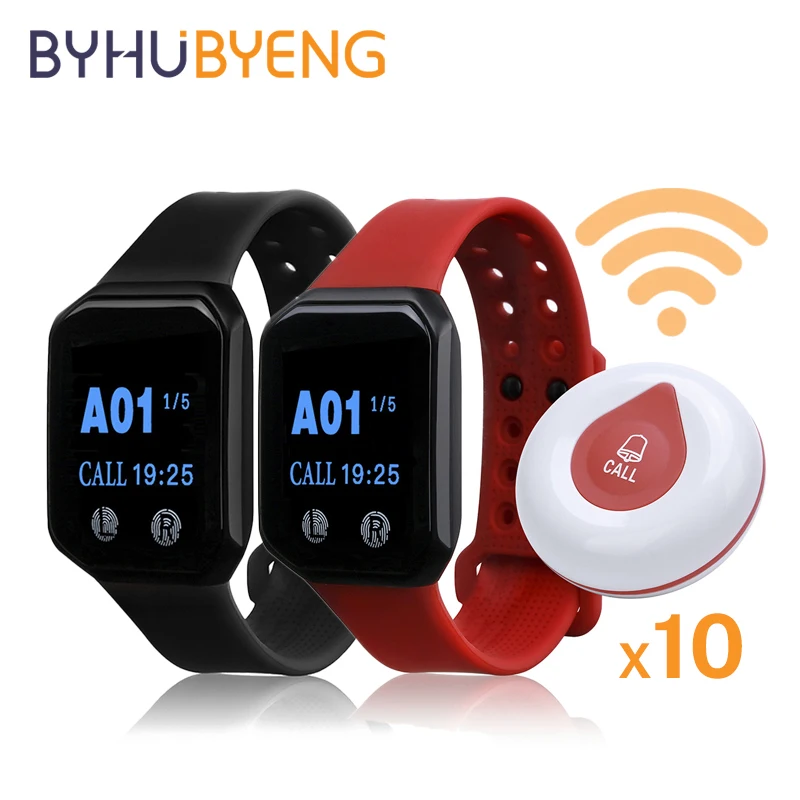 

BYHUBYENG Watch Buttons Wireless Wrist Watch Call System Caregiver Pager Nurse Calling Alert For Elderly Patient Relogio Digital