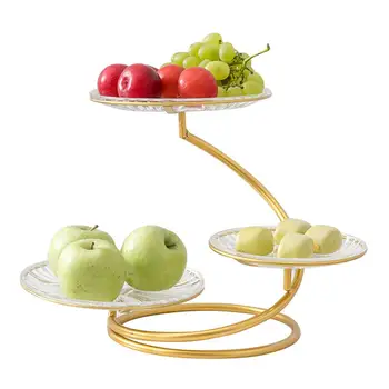 

3-Tier Stand Wrought Iron Fruit Plate Innovative Modern Display Stand Fruit Plate Cake Stand Dessert Plate Vegetable Storage Rac