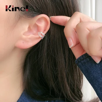 

Kinel 925 Sterling Silver Personality irregular Ear Clip Earrings for Women Silver 925 No Pierced Ear Clip Punk Jewelry