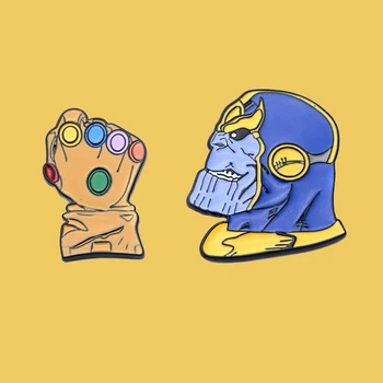 

O160 Wholesale 10pcs/lot Thanos Infinity Gauntlet Metal Enamel Pin Badges Brooches Movie Jewelry Accessories Fans Gifts