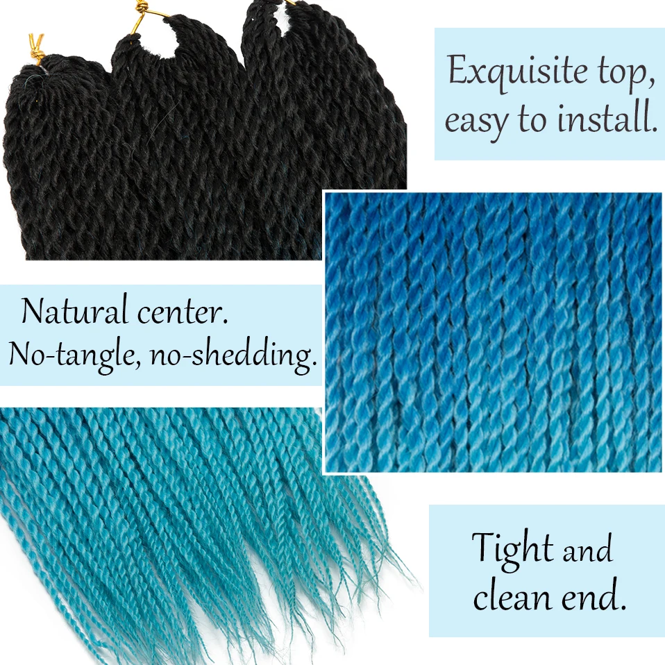 BENEHAIR Senegalese Twist Hair Crochet Braids Hair Synthetic Braiding Extensions 30 Roots/pack Ombre Braids For Women