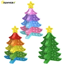 Pack de jouets 3D Fidget pour enfants, anti stress, arbre de noël intégré en Silicone, jouets à bulles simples, ensemble cadeau 