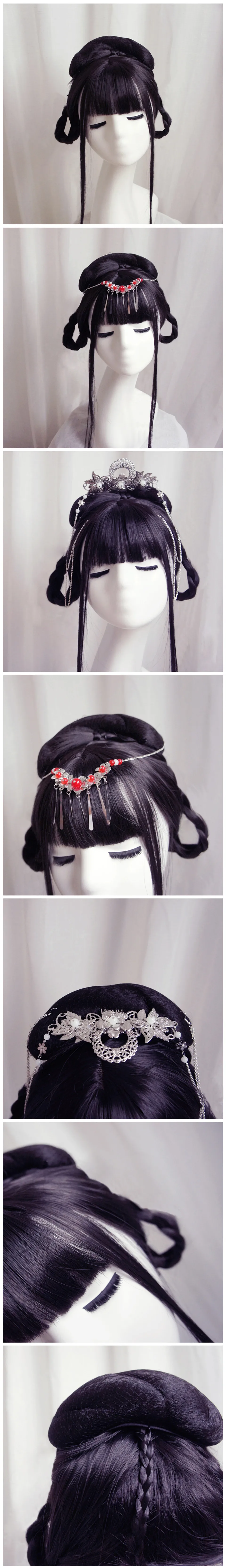 Древний парик, костюм, античный женский китайский комплект одежды для моделирования, аксессуары для волос, индивидуальный продукт, синтетические парики