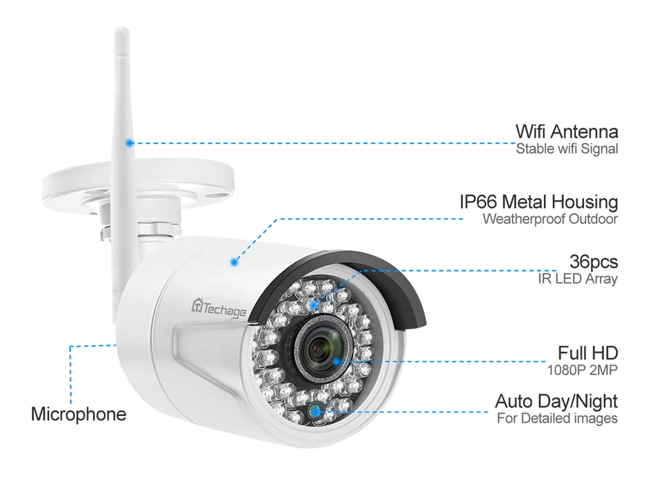 Techage 8CH аудио звук беспроводная CCTV система безопасности 1080P 2MP Wifi NVR Водонепроницаемая камера P2P комплект видеонаблюдения 3 ТБ HDD