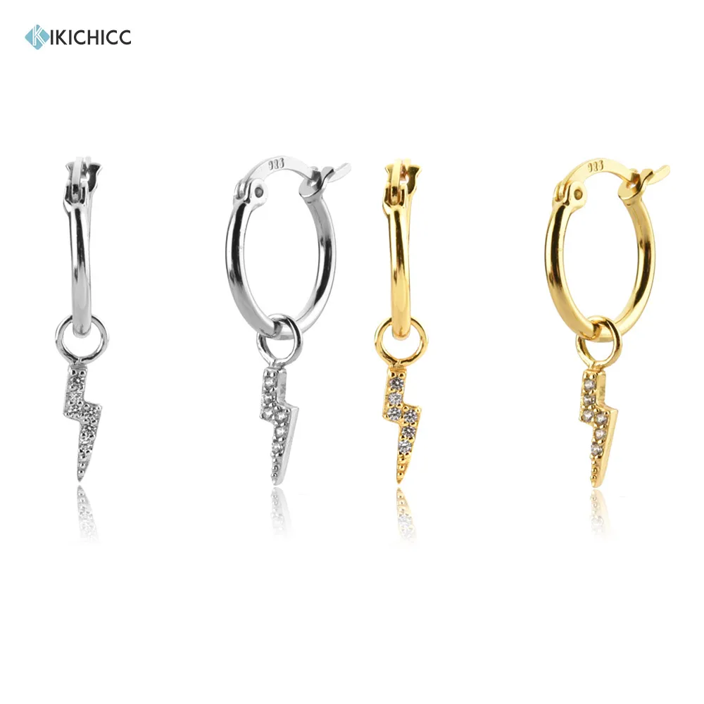 Kikichicc New 925 Sterling Silver Gold 10mm Lighting Drop Earring