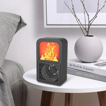 

220V 3D Mini Intelligent Temperature Control Flame Fireplace Heater Winter Home Desktop Office Dormitory heater
