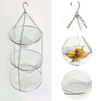 

Simple Hanging Iron Wire 3-Layer Storage Baskets for Fruit Flower Display