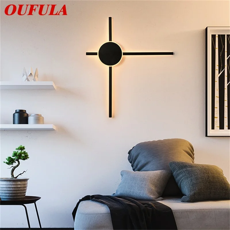 OUFULA Wall Lamp Fixtures Black 220V 110V Modern Decorative Wall Lights For Home Living Room Dining Room Bedroom