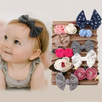 

10 Pcs/a Lot Hot Newborn Kids Baby Girls Hair Accessories Bowknot Flower Headband Hair Band Baby Accessories Kids Headwear