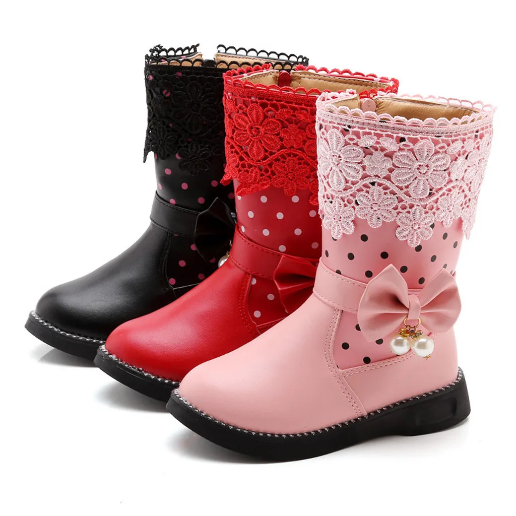 Сапоги "Принцесса" для девочек розового цвета с рисунком обувь для девочек осень-зима девочек Высокие сапоги с бантом-бабочкой для вечерние зимние туфли для девочек