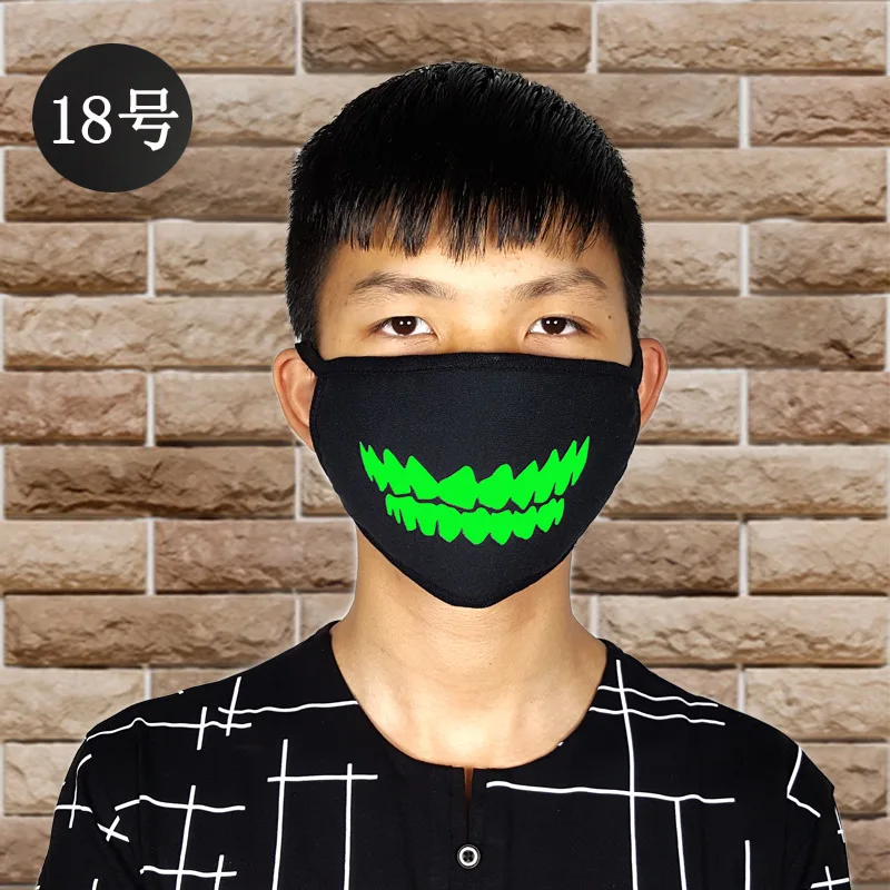 

Black Cotton Tooth Face Mask Light in the dark Anti dust keep warm Cool Unisex Masks Noctilucent Mouth Mask