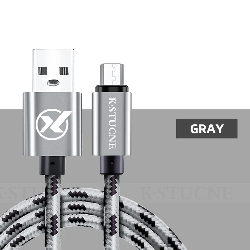 Micro USB кабель для samsung Galaxy S6 S7 J7 Быстрая зарядка Microusb кабель для зарядки данных для Xiaomi Redmi Note 5 Android USB кабель - Цвет: Серый