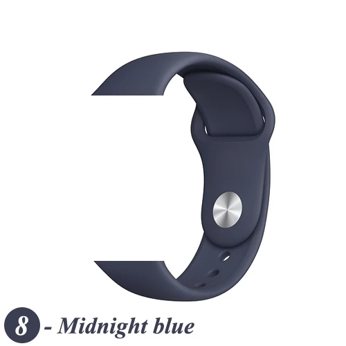 8- Midnight Blue Ремешок для Apple Watch 44 мм 40 мм iWatch 4 ремешок 38 мм 42 мм спортивный силиконовый ремень браслет correa Apple watch 5 4 3 2 аксессуары - Цвет ремешка: 8- Midnight Blue