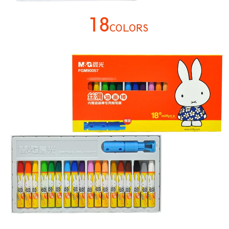 18colors M&G мелок Miffy. Картина маслом палочка. Детские художественные кисти. Изобразительное искусство, обучение, живопись. 12/18/24/36 шт/партия. FGM90056/7/8/9 - Цвет: 18colors