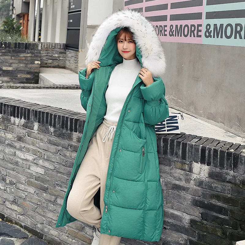 

Europe Winter New Style Cotton-padded Clothes Women's Long over-the-Knee Thick down Jacket Cotton-padded Clothes Korean-style Lo
